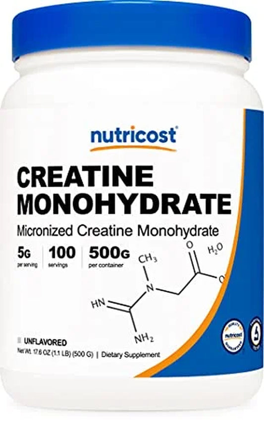Creatine Monohydrate Powder 500 Grams (Unflavored) Supplement