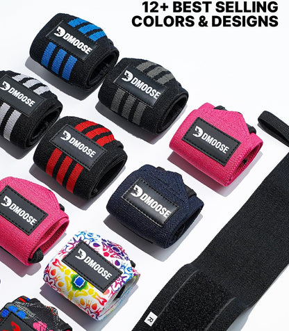 Wrist Wraps for Weightlifting 18" - Heavy Duty Gym Wrap with Hand Thumb Loop for Support & Pain Relief, USPA Approved Powerlifting, Weight Lifting Wrist Straps for Men & Women Work Out